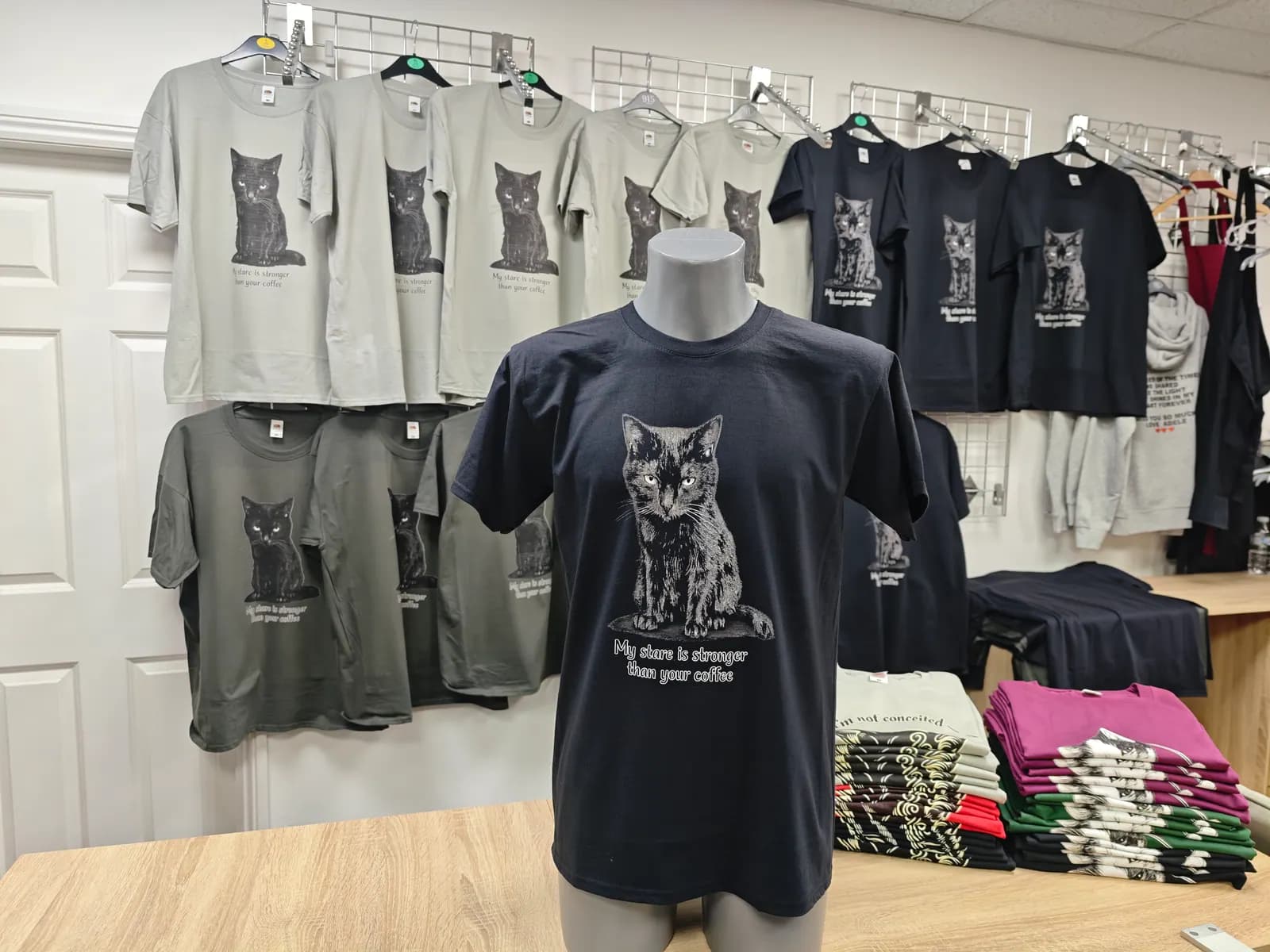 Black slogan t-shirt printed for a customer near Kingstanding