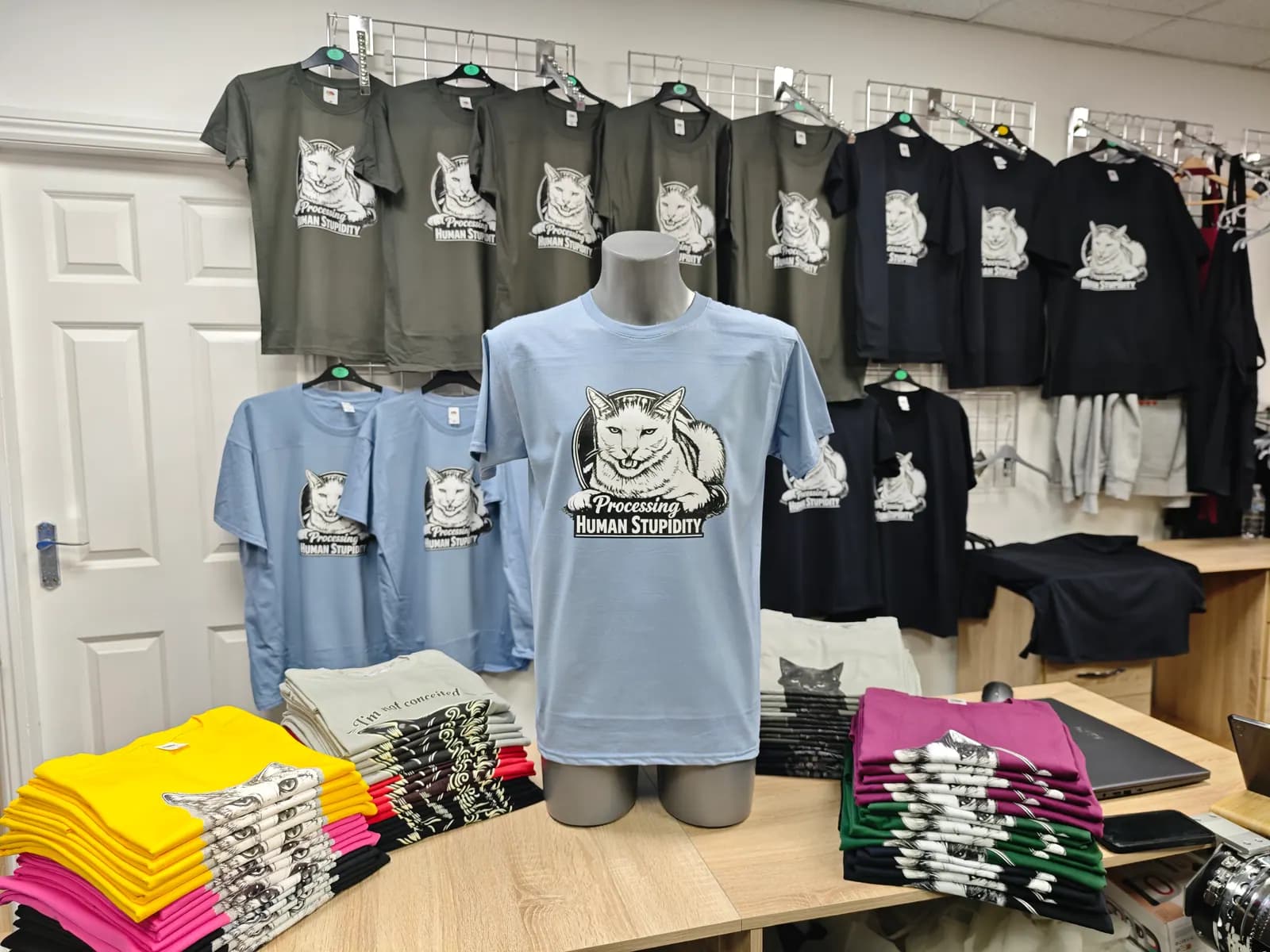 Bulk printed t-shirts from a West Midlands customer order