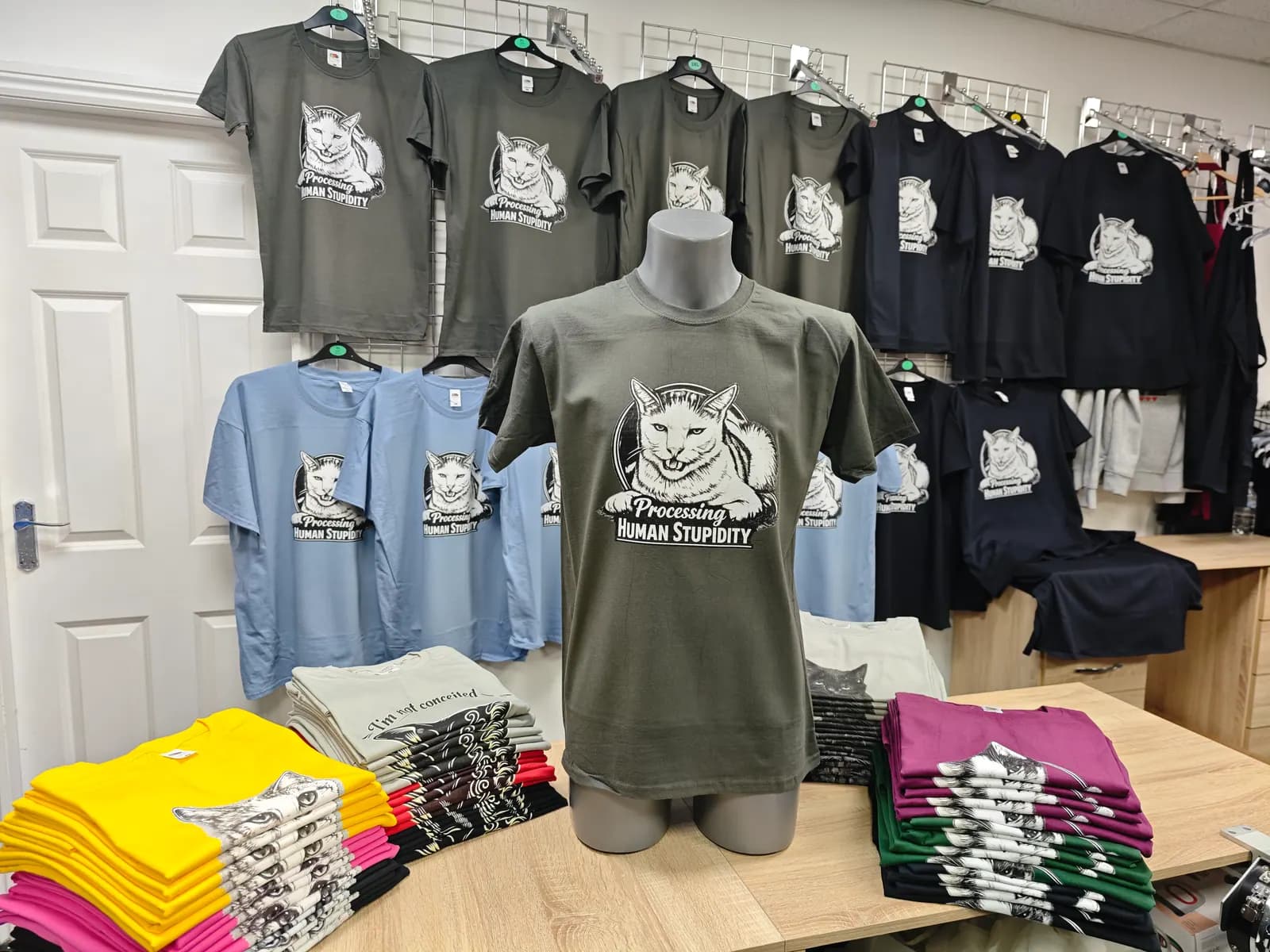 Charcoal printed slogan t-shirt from a Birmingham bulk order