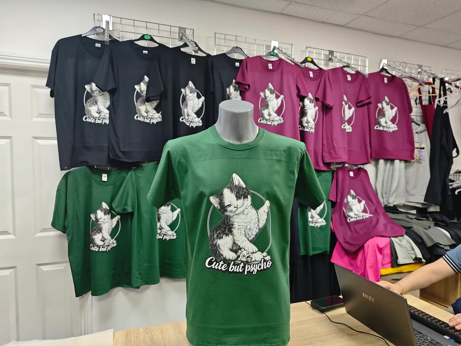 Green printed slogan t-shirt from our studio