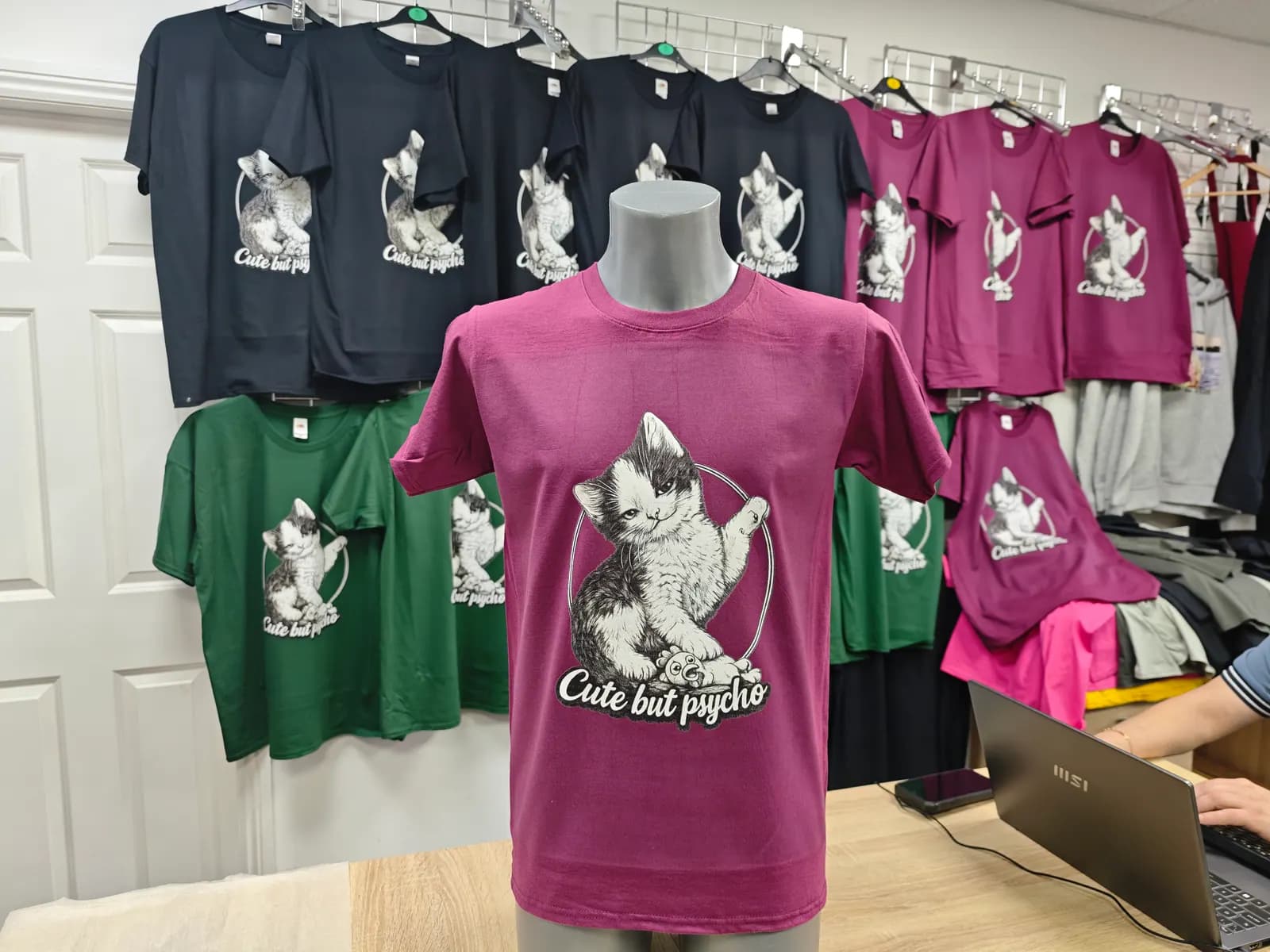 Pink personalised t-shirt printed for a family order near Pheasey