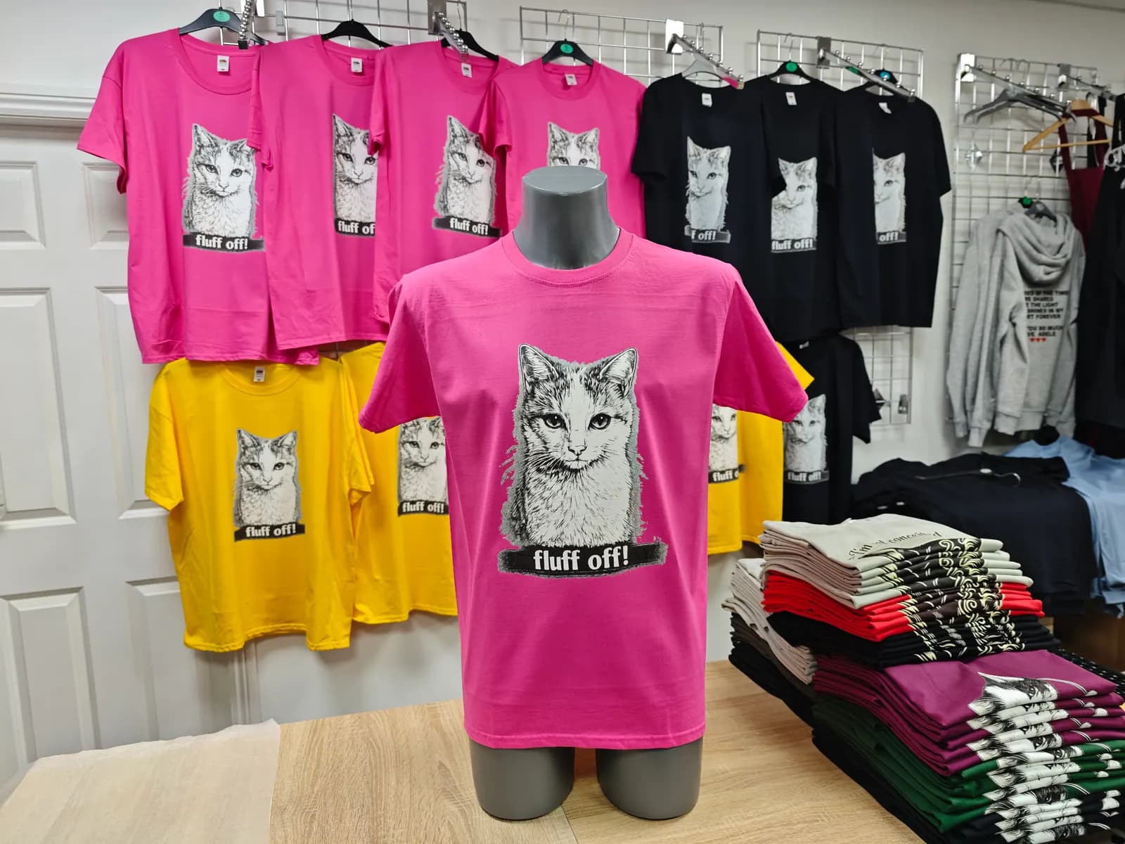 Pink personalised t-shirt printed for a customer order